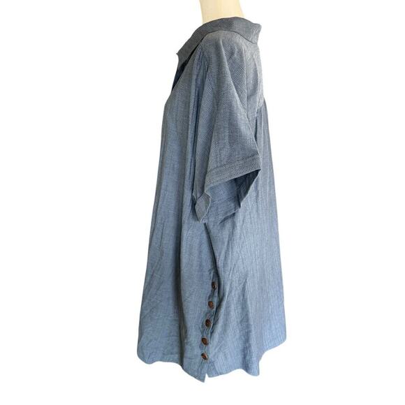 Pure Jill Shirt Dress Button Up Blue 4XL Lagenlook Coastal Preppy Beach Relaxed - Picture 2 of 11